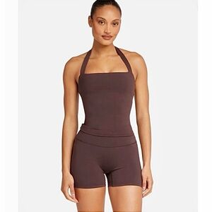 CSB New Serenity Halle Halter Tank Top Small Brown Athletic Gym Workout Training